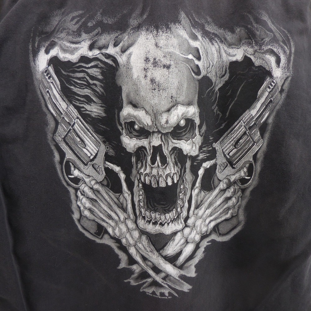 Hot Leathers Mens Black Cotton Skull and Guns‎ Sleeveless Biker Shirt Medium